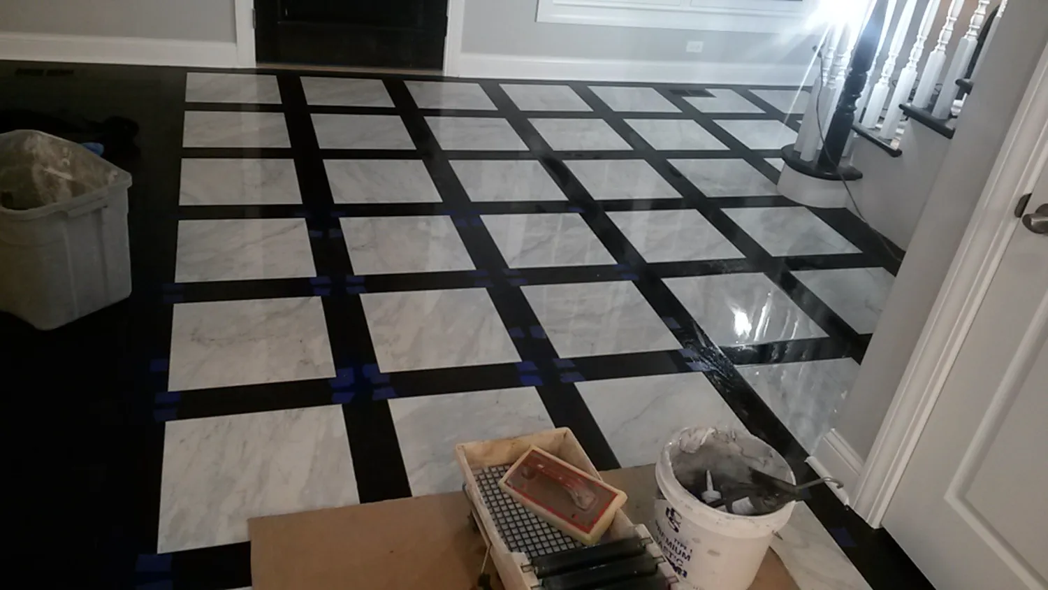 marble tile installation just finished