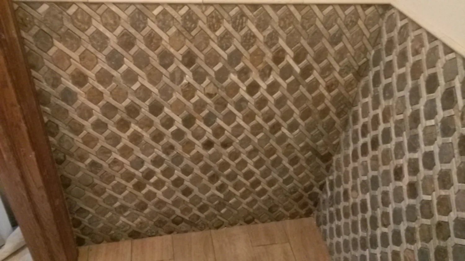 bathroom tile installation in small space