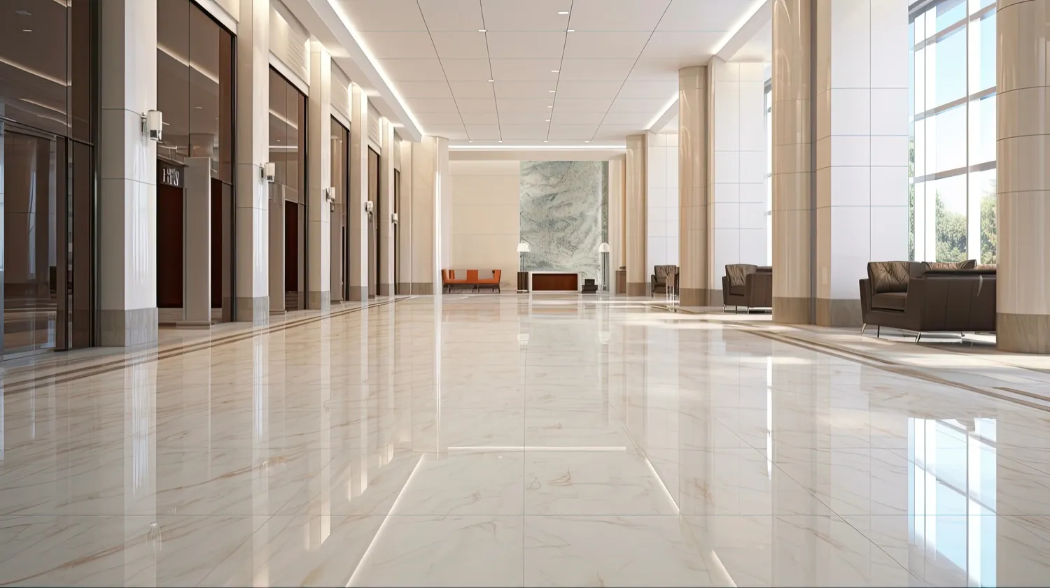 tile installation for commercial spaces in the hotel hallway