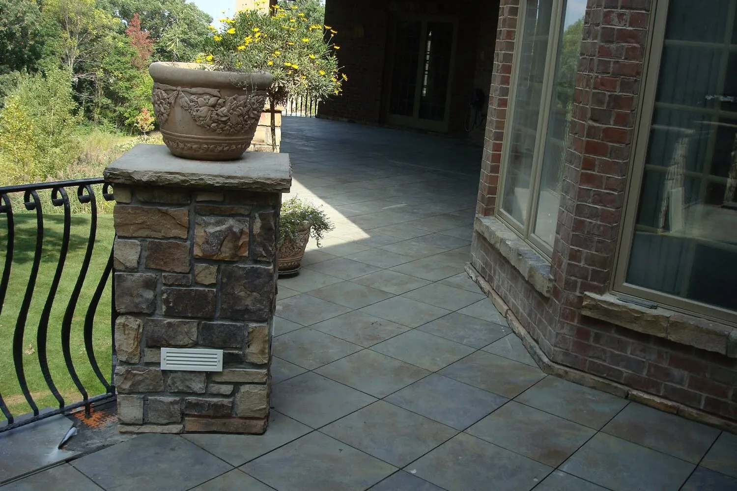 natural stone patio tile installation project